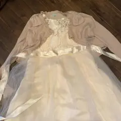 フォーマルドレス 150 クリーム色 レース　ボレロ 140セット