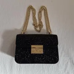 CHARLES & KEITH グリッター プッシュロックチェーンハンドルバッグ