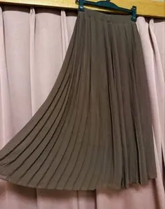 mellow ブラウン プリーツロングスカート　シフォン　裏地付き