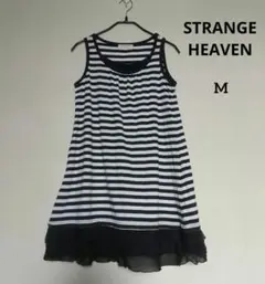 STRANGE HEAVEN ボーダー柄 ノースリーブ ワンピース フリル裾
