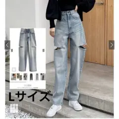 GRL スリットデニムワイドパンツ