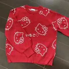 極美品♡サンリオ♡総柄キティちゃんのレッド ニット セーター