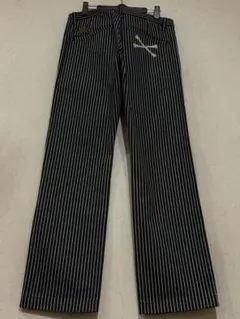 バンソン VANSON クロスボーン刺繍ウォバッシュ ワークパンツブラック32のサムネイル