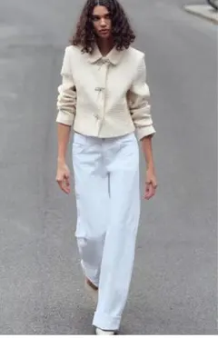 ZARA セルヴィッジ ルーズ ワイドレッグ ミッドライズジーンズ　32サイズ