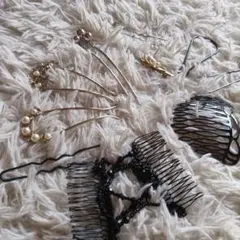 ★7点まとめて【入学式】【卒業式】【パーティー】ゴールド 花モチーフ ヘアピン