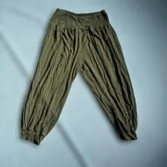 サルエルパンツ カーキ　ウエストゴム