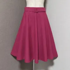 アプワイザーリッシェ リボン スクエア ベルト フレア ミディ スカート プラム