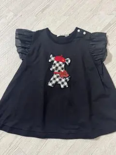 familiar 犬刺繍 フリル袖 Tシャツ100