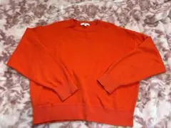 オレンジ 長袖 クルーネック セーター