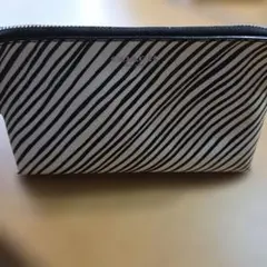 COACH ポーチ ストライプ柄 ホワイト×ブラック