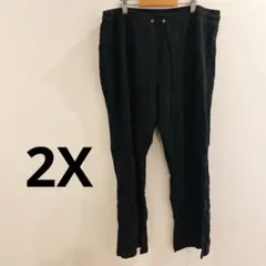ブラック カジュアルパンツ 【2X】 楽パンツ 黒