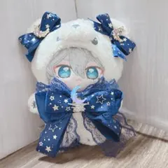 ハンドメイド　ぬい服　あんスタ　いつぬい　リボン　宇宙　星　月　ネイビー　レースのサムネイル