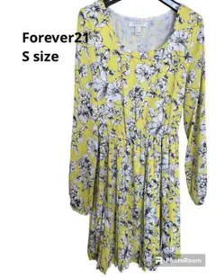 Forever21 花柄　ミニ　ワンピース　チュニック　イエロー　S サイズ