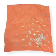 風呂敷 絹100% 橙色 和柄 吉祥文字 木箱入り 66×69cm 和装 贈り物