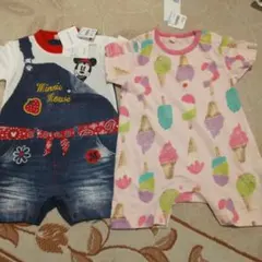 Disney ミニーマウス柄　アイスクリーム柄　ロンパース　2枚セット 70cm