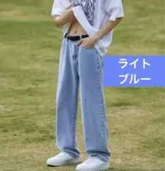 デニム　ストレート　ジーパン　パンツ　ゆったり　カジュアル　韓国　KPOP