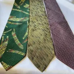 ブランドネクタイ 豪華3本セット 全てシルク アート柄 グリーン 緑