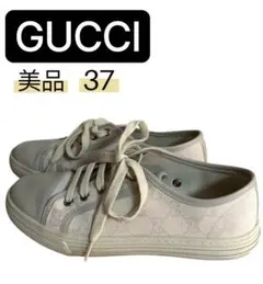 GUCCI グッチ GG スニーカー ローカット キャンバス レザー ロゴ 37
