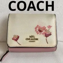 【良品】コーチ COACH フラワー ミニ コンパクト 三つ折り財布 ウォレット