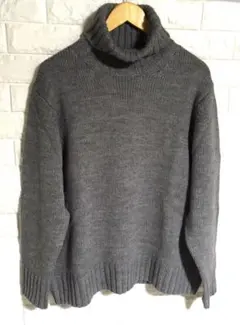 希少 廃盤カラー GU ローゲージタートルネックセーター　長袖　ダークグレー　L