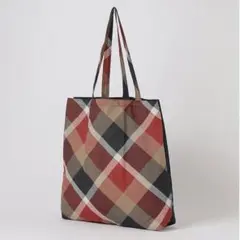 BLUE LABELチェック柄エコバッグブルーレーベルクレストブリッジ赤黒レッド