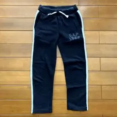 GAP KIDS 130cmサイドラインスウェットパンツ　黒xグレー
