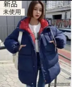 新品未使用 SHEINネイビー オレンジ ダウンジャケット