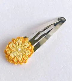 ヘアピン　パッチンピン　お花　オレンジ　黄色　ハンドメイド
