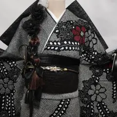 特価品】振袖単品166cm□成人式撮影前撮りグレー系ピンク正絹nS04 