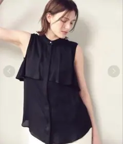 近年✨ allureville アルアバイル キュプラ フリル ブラウス 黒2 