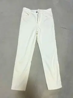 【美品】LOUNIE カジュアルパンツ ストレートレッグ デニム 裏起毛　白