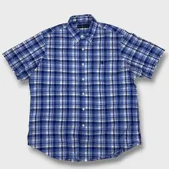 【は】00s 古着 ラルフローレン チェック柄 ボタンダウン 半袖シャツのサムネイル