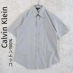 Calvin Klein　メンズ　レギュラーカラー総柄半袖　コットンシャツ