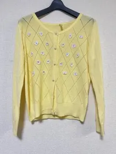 イエローダイヤモンド柄カーディガン