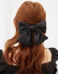 リボンバレッタ 大きめ ヘアクリップ ビッグリボン 髪留め 黒