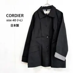 コルディア≫スプリングコート L 黒 綿 ギンガムチェック裏地 通勤 セレモニー