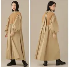 ナノユニバース 異素材コンビ ボリューム ワンピース