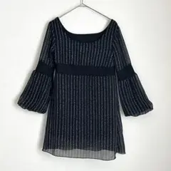 ◯ Deco シースルー ドット柄 チュニック ブラウス 体型カバー 黒 M