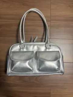 シルバー ショルダーバッグ 2ポケット