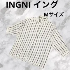 さT091 INGNI イング 長袖 ブラウス 7分袖 ストライプホワイト M