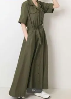 Spick and Span オープンカラーベルト付きフレアワンピースのサムネイル