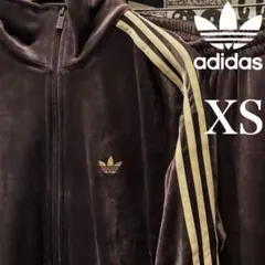 新品XS⭐️adidas ファイヤーバード ベロア トラックトップ ダークブラウン