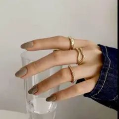 レディース シンプル デザイン silver925 リング 3点セット ゴールド