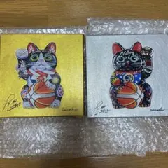 鍋島正一 「招福猫」 4号 水彩画 本人サイン 一点物 - メルカリ