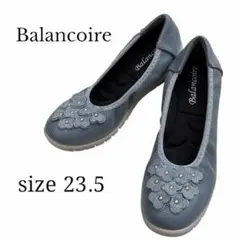 Balancoire フラットシューズ 花 ブルーグレー コンフォートシューズのサムネイル