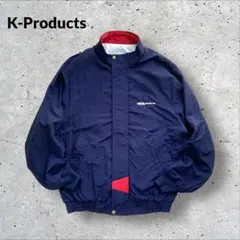 90sナイロンジャケットUSA企業ロゴTALONジップ ネイビー赤切替刺繍古着