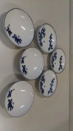 〇2942 鍋島焼 小皿 6枚セット 2種類 豆皿 天塩皿 和陶器 皿 染付