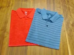 ユニクロ ・ドライEXポロシャツ・M・オレンジ・グレー２枚セット