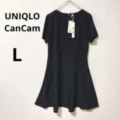 新品 UNIQLO L CanCam コラボ 切り替えフレアワンピース 半袖