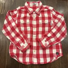 ダブルビー　シャツ　赤　チェック　クリスマス　ブラウス　110cm 長袖